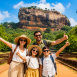 Family enjoying a Sri Lanka tour at Sigiriya with village tour and safari experiences