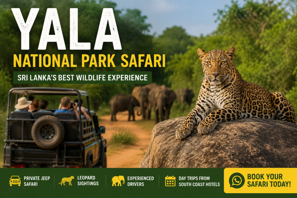 Yala National Park Safari Sri Lanka with private jeep, leopard and elephants wildlife experience