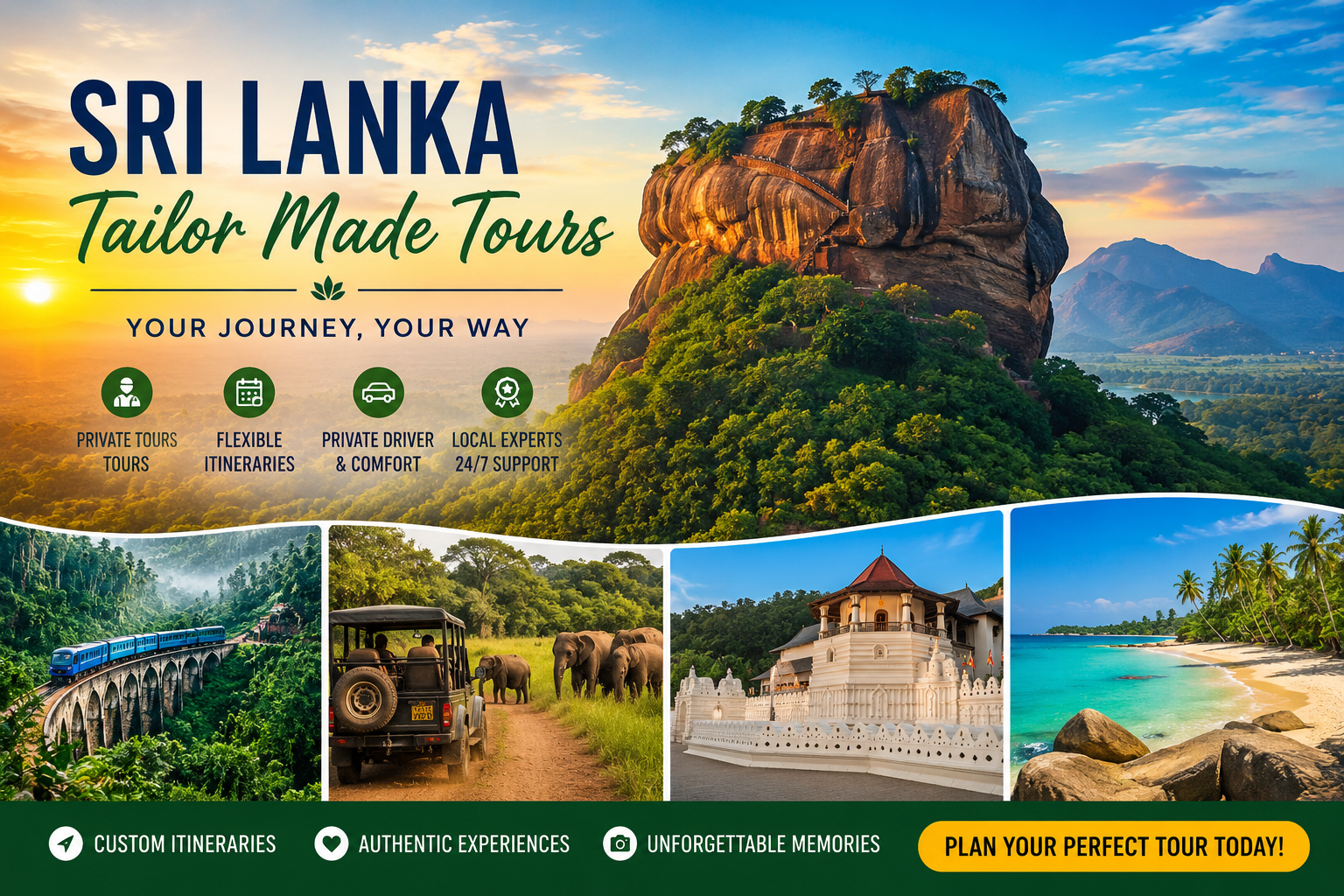 Sri Lanka tailor made tours – custom private tours with Sigiriya, safari, beaches and cultural experiences